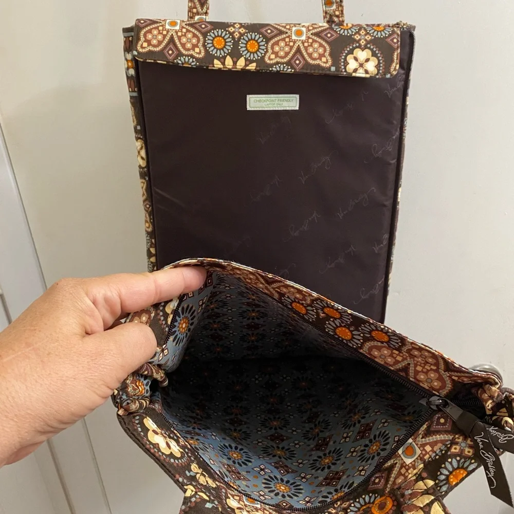 Vera Bradley Brown and Blue Laptop Tablet Bag Canyon Pattern Retired